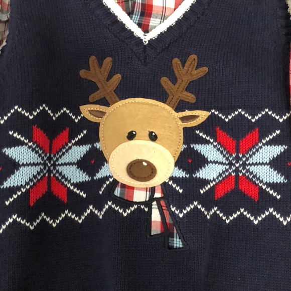 NWT Christmas shirt set/sweater vest - Picture 2 of 5